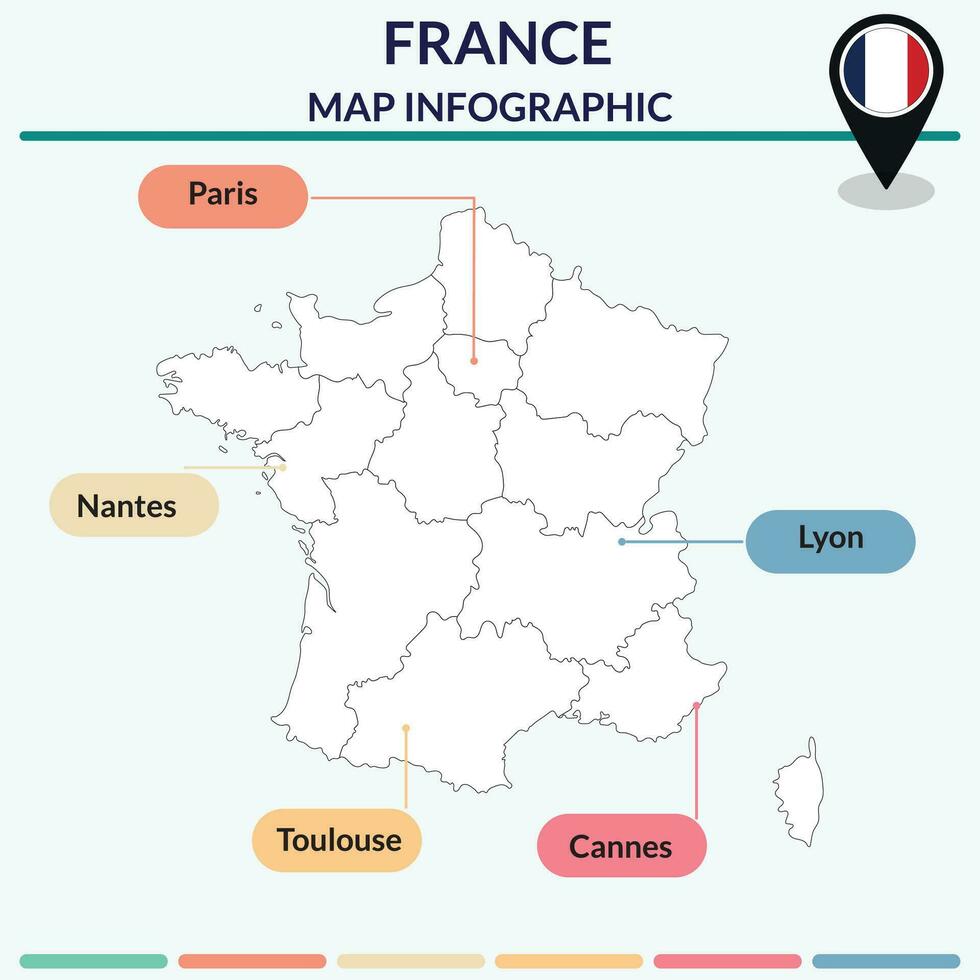 Infografica di Francia carta geografica. carta geografica Infografica vettore