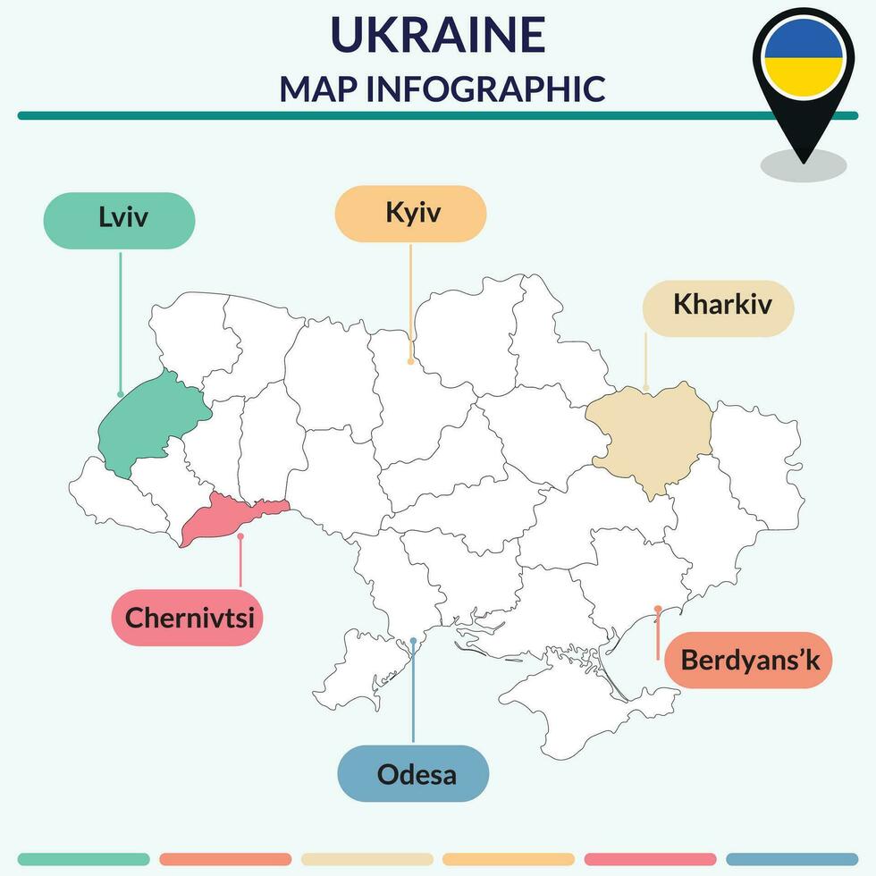 Infografica di Ucraina carta geografica. carta geografica Infografica vettore