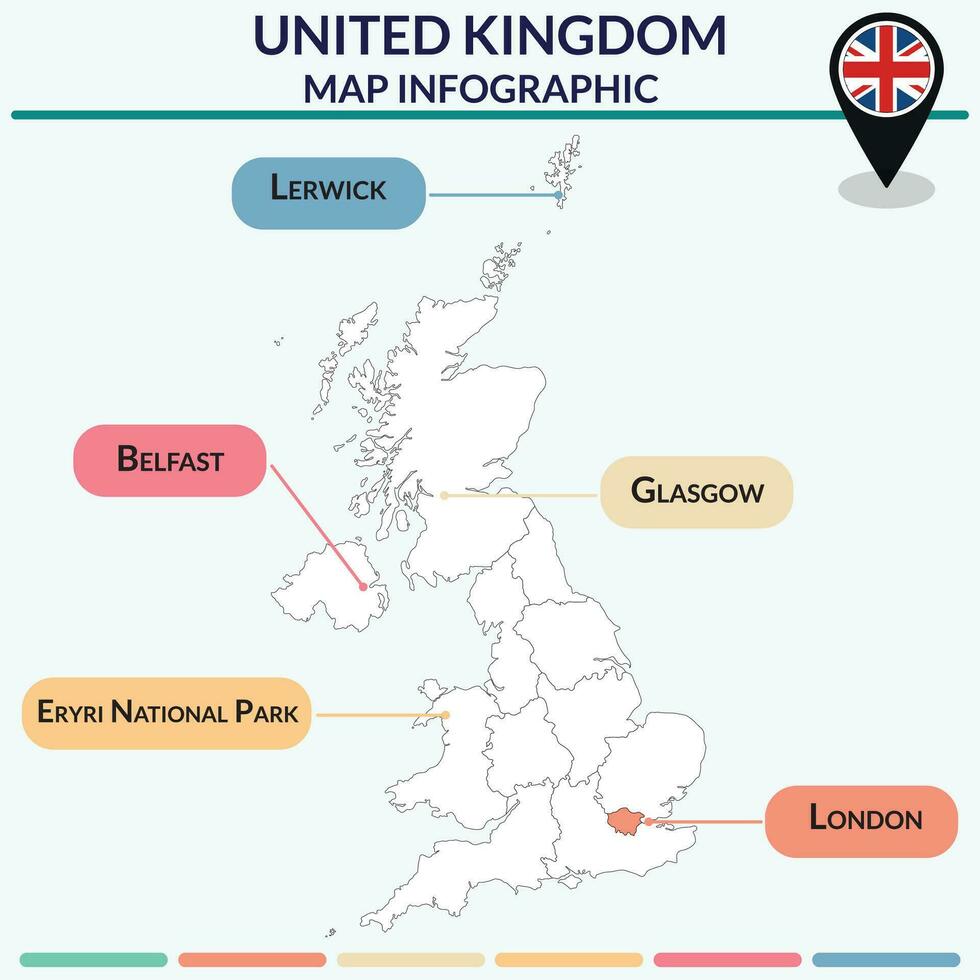 Infografica di unito regno carta geografica. carta geografica Infografica vettore