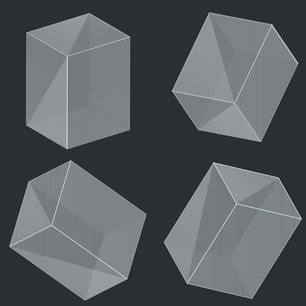 trasparente bicchiere cubo forme nel realistico stile. vettore illustrazione