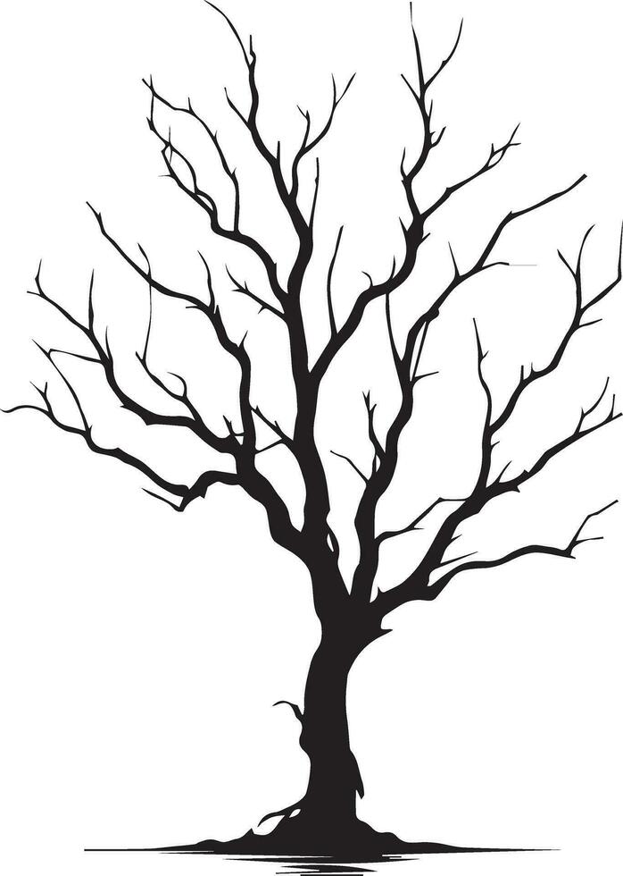 nudo albero vettore silhouette nero colore