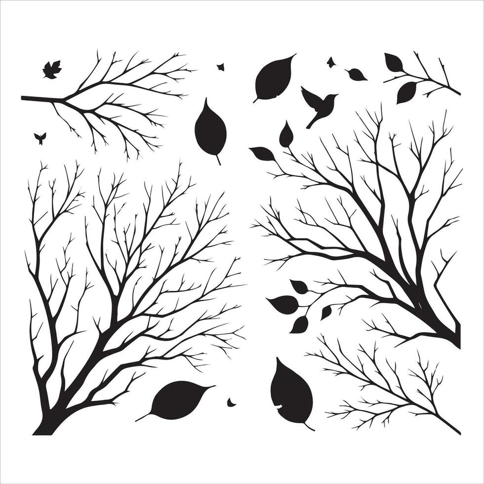 minimo autunno nudo albero vettore silhouette