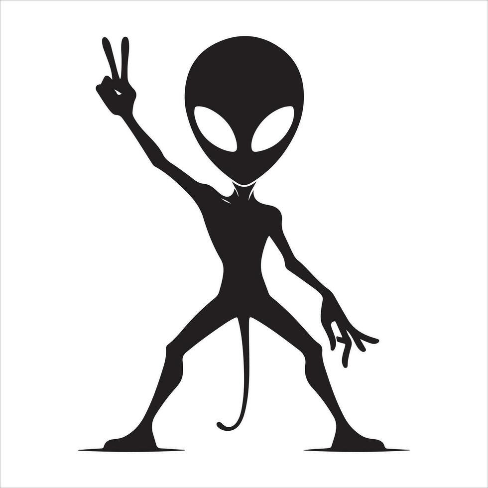 minimo alieno icona vettore silhouette nero colore