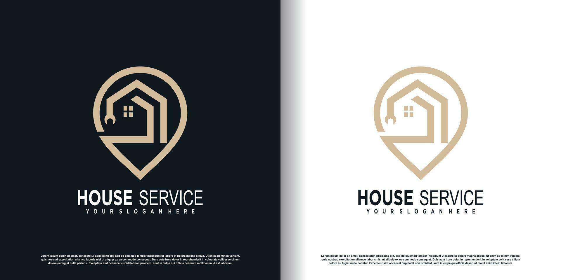 Casa servizio logo con creativo unico elemento concetto premio vettore