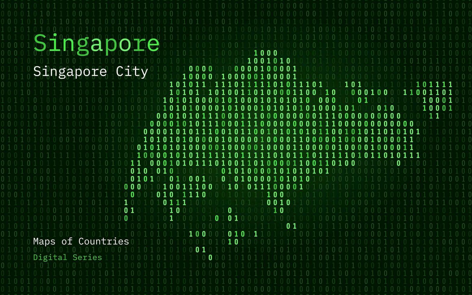 Singapore carta geografica mostrato nel binario codice modello. tsmc. blu matrice numeri, zero, uno. mondo paesi vettore mappe. digitale serie