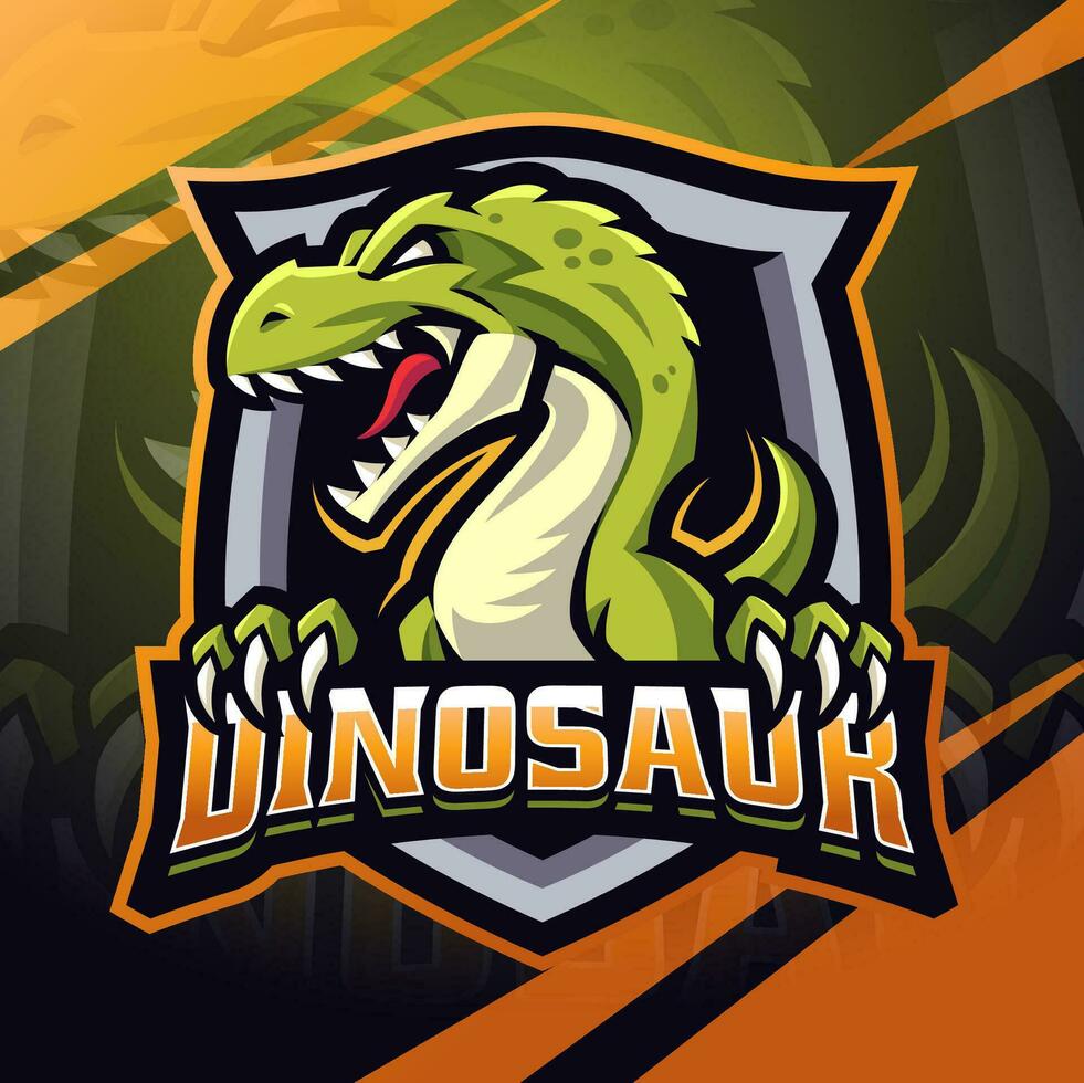 dinosauro esport portafortuna logo design vettore