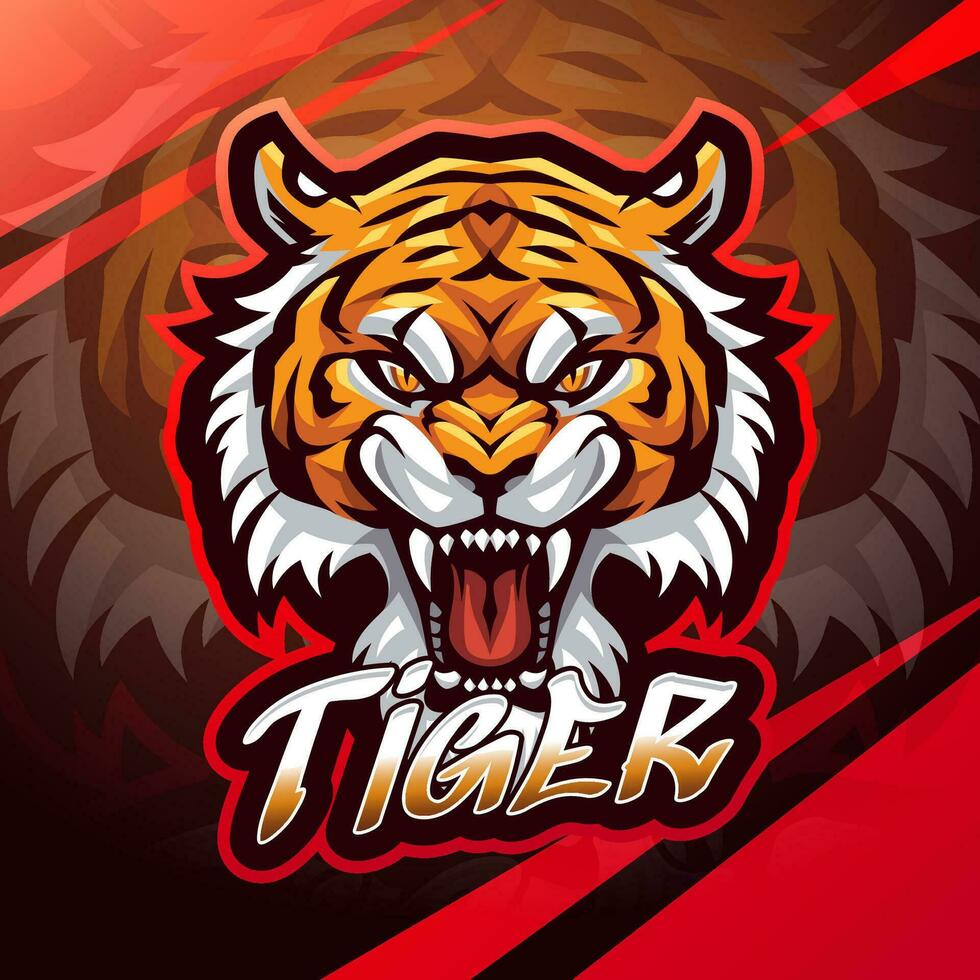 tigri esport logo mascotte design vettore