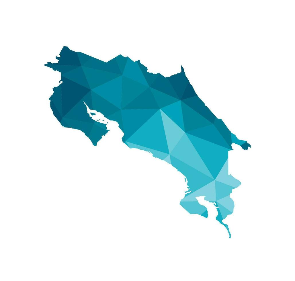 vettore isolato illustrazione icona con semplificato blu silhouette di costa rica carta geografica. poligonale geometrico stile, triangolare forme. bianca sfondo.