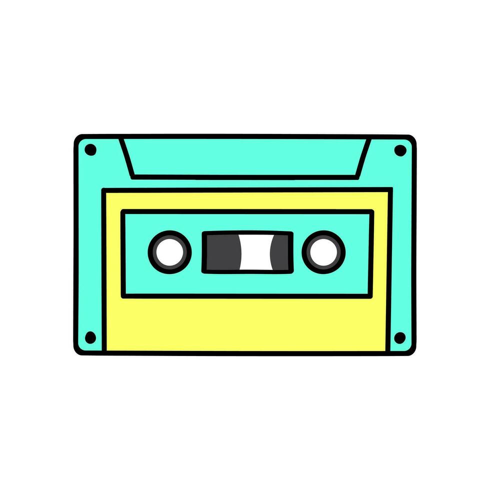 retrò Audio cassetta. Audio nastro con musica disco. anni 90 musicale attrezzatura. pop cultura y2k. anni 90 stile mano disegnato vettore