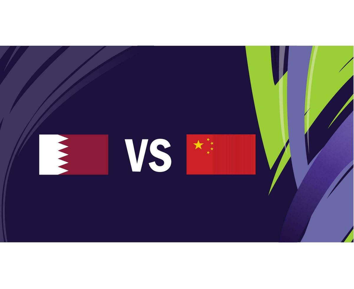 Qatar e Cina asiatico bandiere nazioni 2023 gruppo un' squadre paesi asiatico calcio simbolo logo design vettore illustrazione