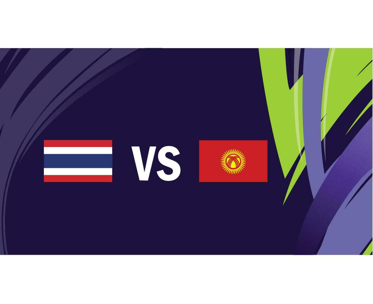 Tailandia e kirghiso repubblica asiatico bandiere nazioni 2023 gruppo f squadre paesi asiatico calcio simbolo logo design vettore illustrazione