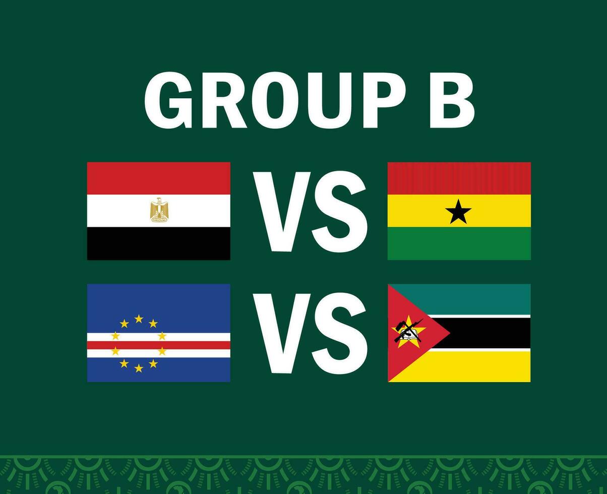 Egitto mozambico capo verde e Ghana africano bandiere nazioni 2023 gruppo B squadre paesi africano calcio simbolo logo design vettore illustrazione