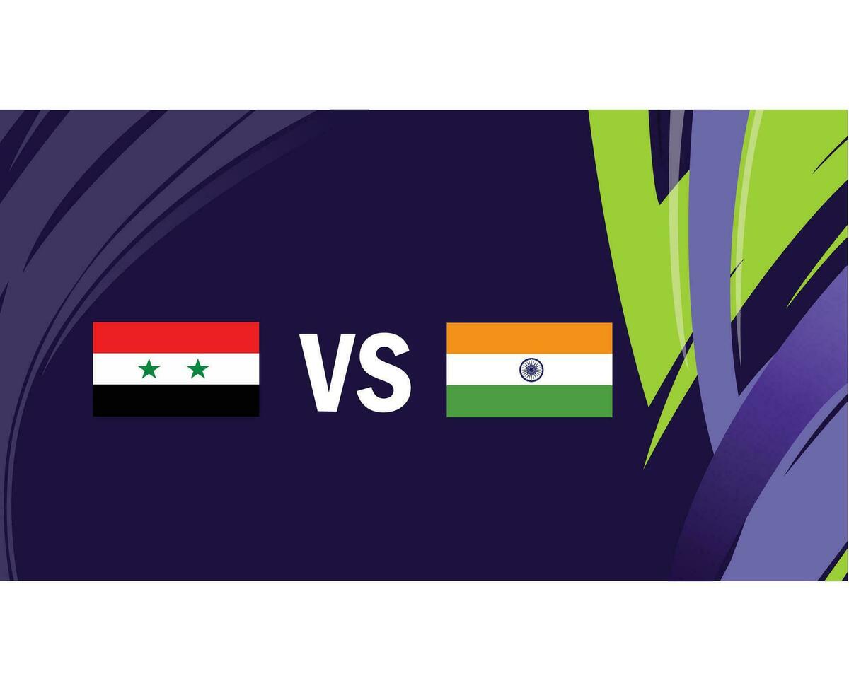 Siria e India asiatico bandiere nazioni 2023 gruppo B squadre paesi asiatico calcio simbolo logo design vettore illustrazione