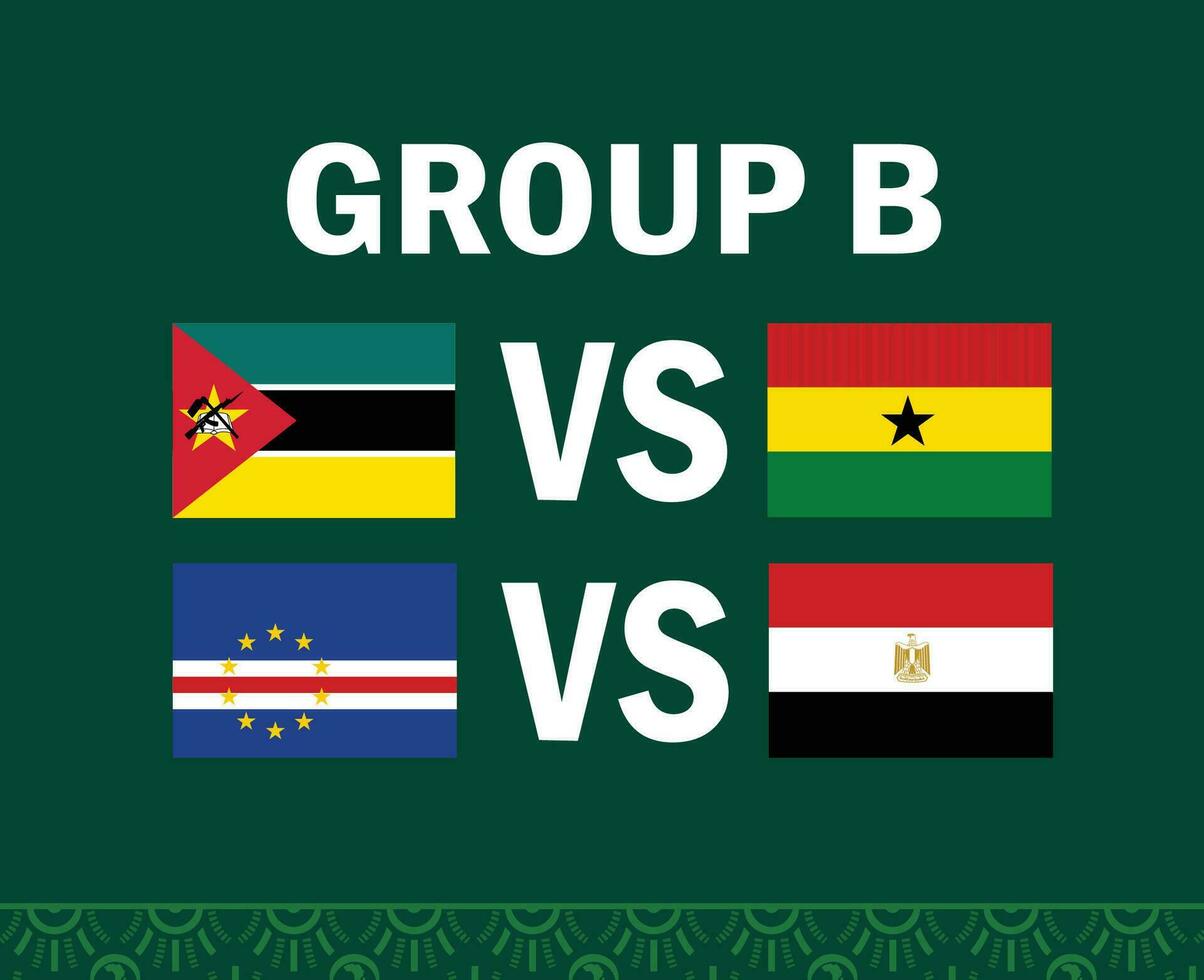 Egitto mozambico capo verde e Ghana africano bandiere nazioni 2023 gruppo B squadre paesi africano calcio simbolo logo design vettore illustrazione