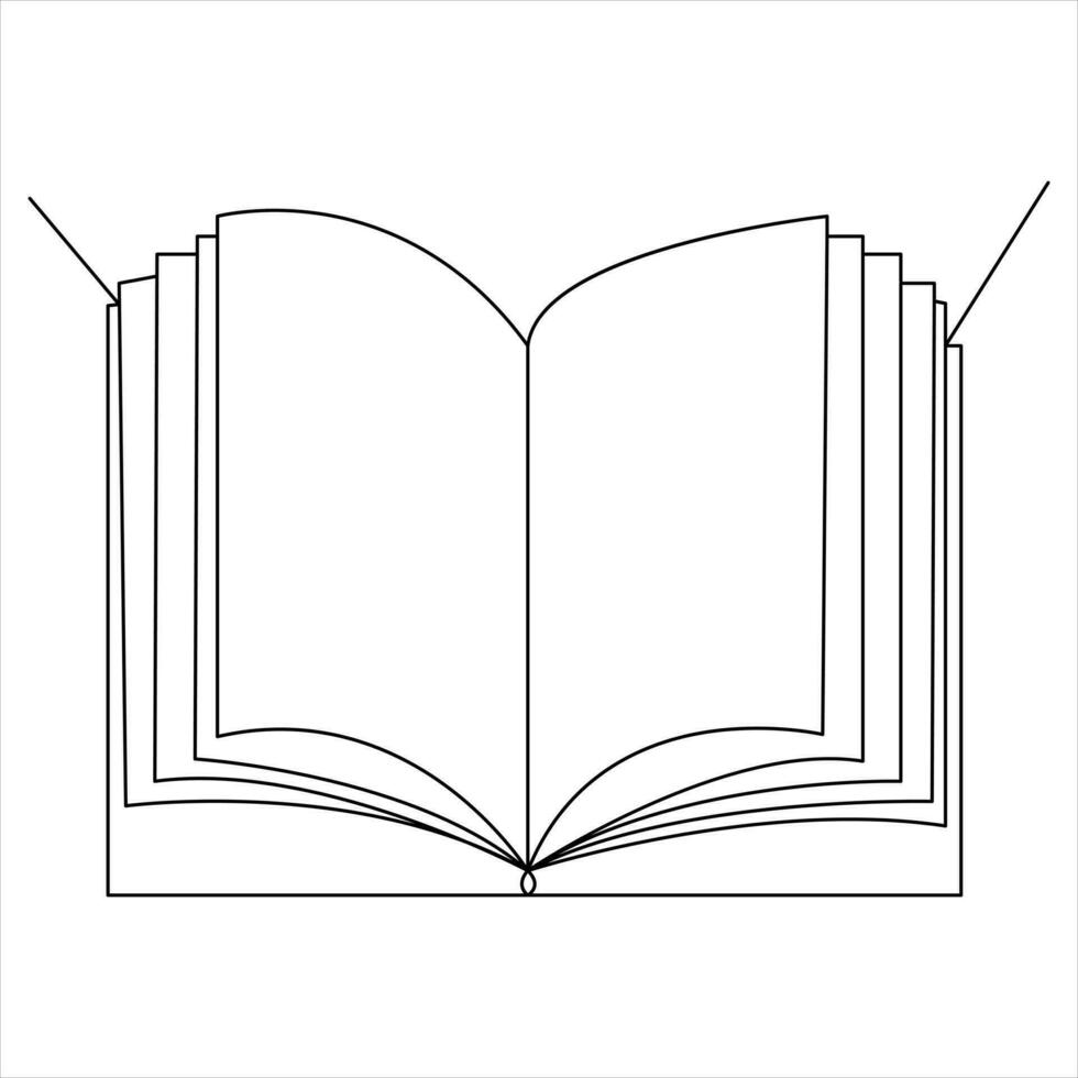 continuo singolo linea Aperto libro arte disegno vettore stile illustrazione