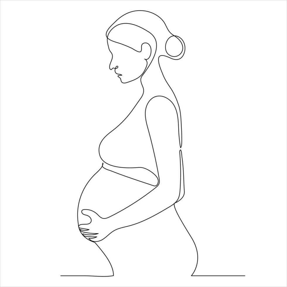 singolo linea continuo disegno di incinta Da donna e madre giorno, delle donne giorno vettore illustrazione