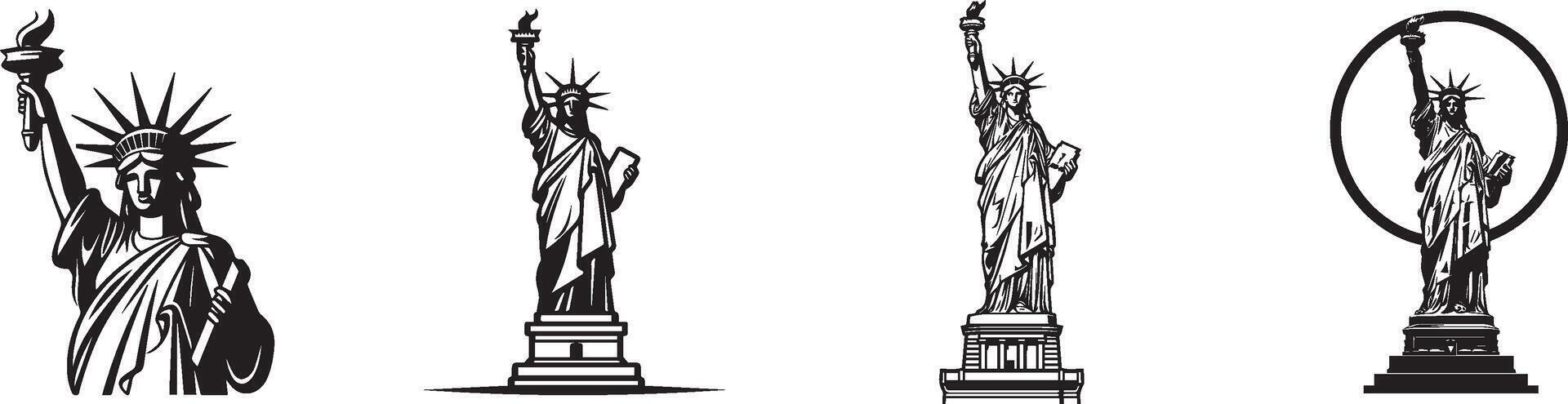 Stati Uniti d'America o il unito stati di America indipendenza giorno logo per il 4 ° di luglio con statua di libertà, vettore illustrazione.