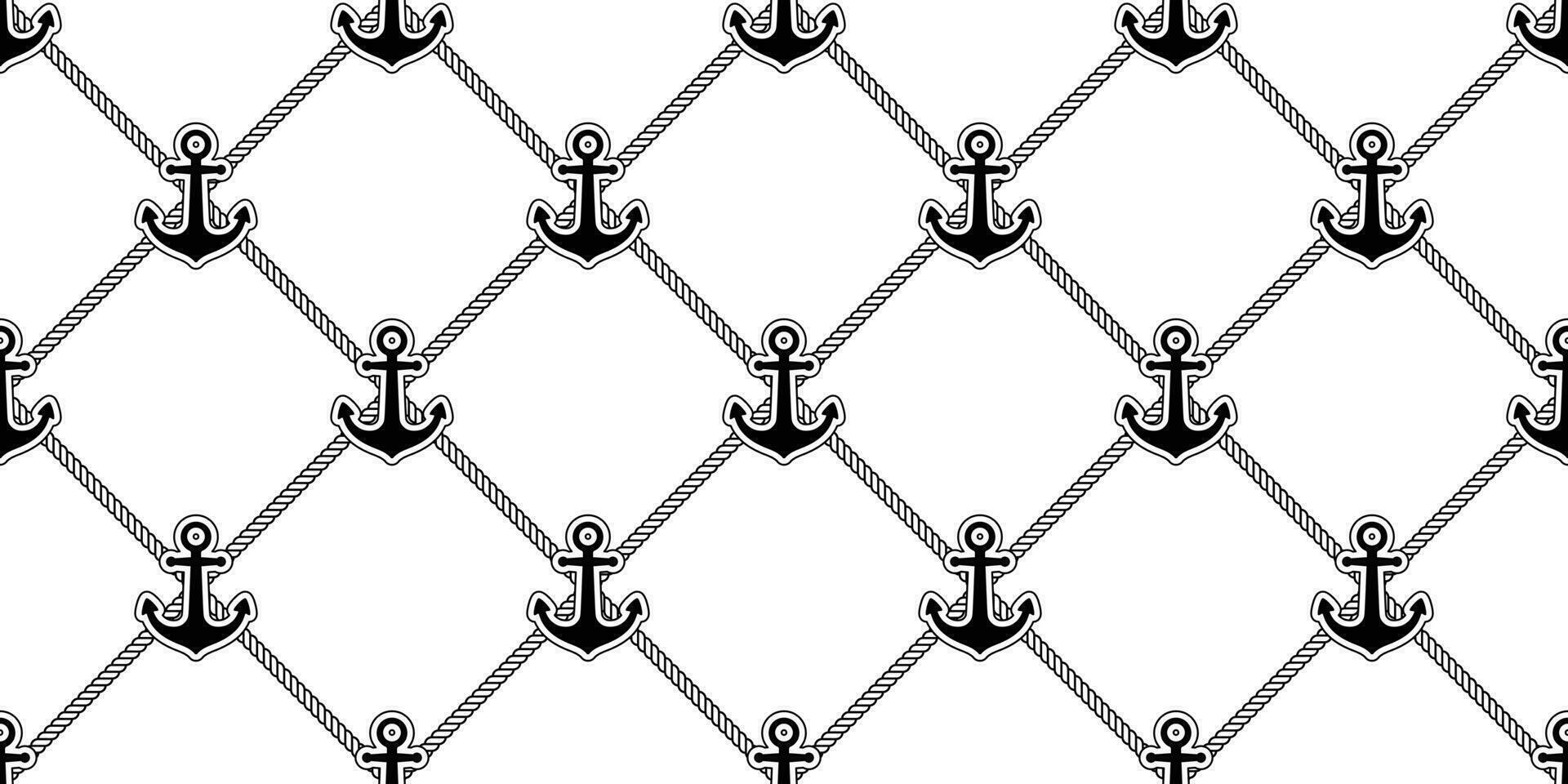 ancora senza soluzione di continuità modello corda vettore barca pirata timone marittimo nautico mare oceano ripetere sfondo sciarpa isolato piastrella sfondo illustrazione linea design