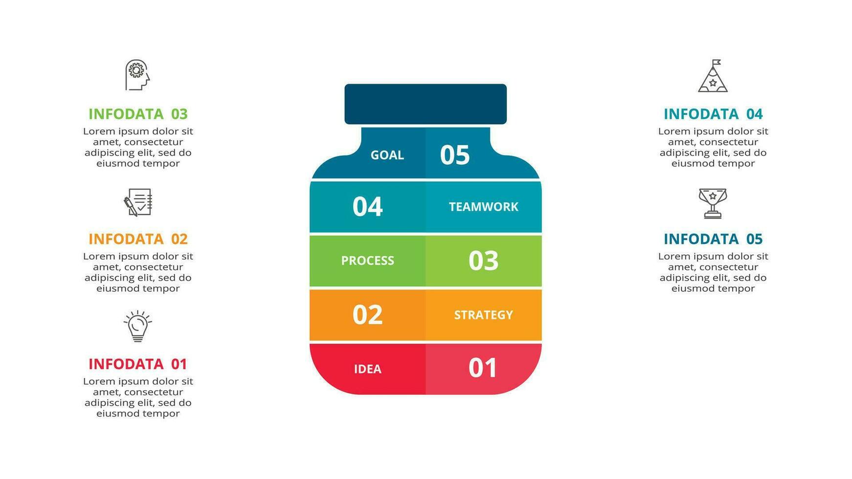 creativo concetto per Infografica con 5 passi, opzioni, parti o processi. attività commerciale dati visualizzazione. vettore