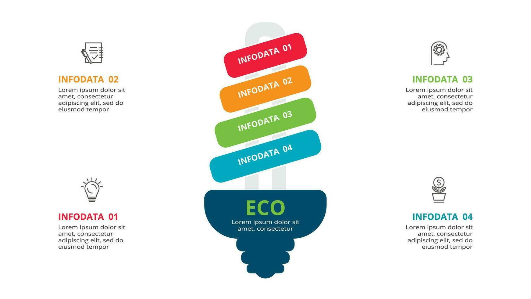 creativo concetto per Infografica con 4 passi, opzioni, parti o processi. attività commerciale dati visualizzazione. vettore