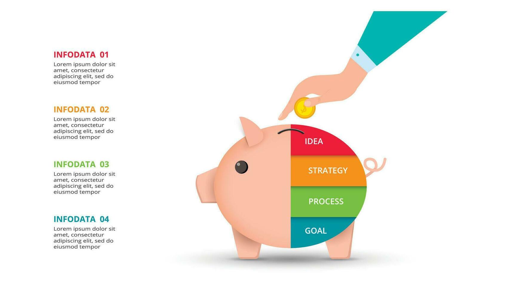 creativo concetto per Infografica con 4 passi, opzioni, parti o processi. attività commerciale dati visualizzazione. vettore