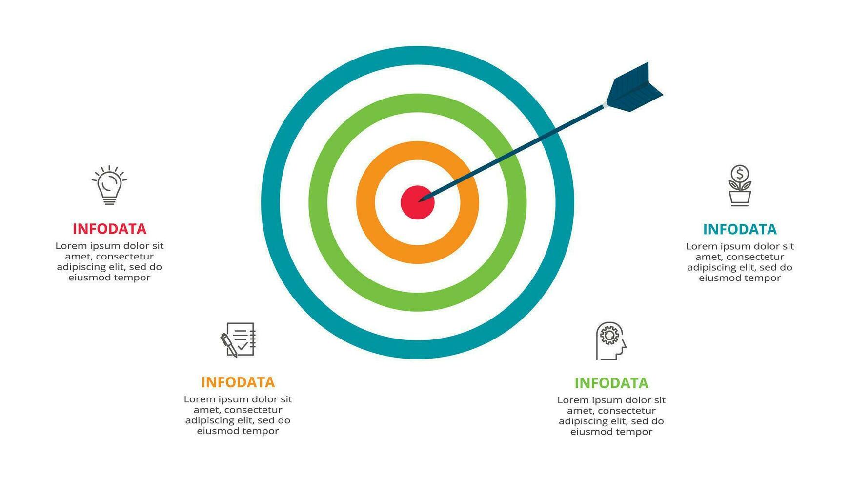 creativo concetto per Infografica con 4 passi, opzioni, parti o processi. attività commerciale dati visualizzazione. vettore