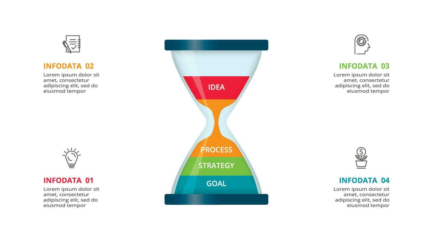 creativo concetto per Infografica con 4 passi, opzioni, parti o processi. attività commerciale dati visualizzazione. vettore