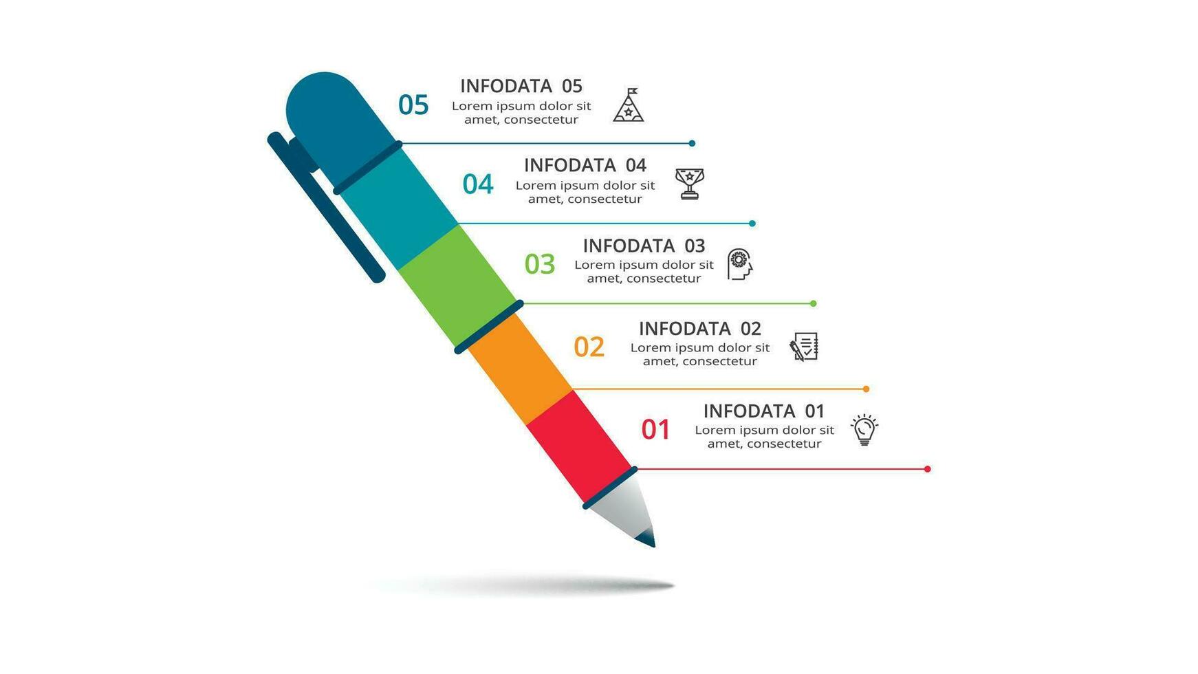 creativo concetto per Infografica con 5 passi, opzioni, parti o processi. attività commerciale dati visualizzazione. vettore