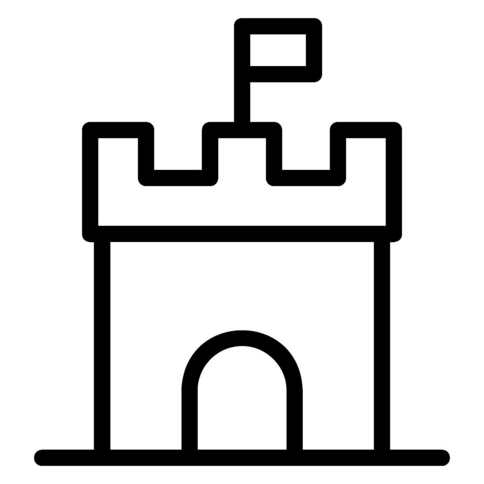 icona della linea del castello di sabbia vettore