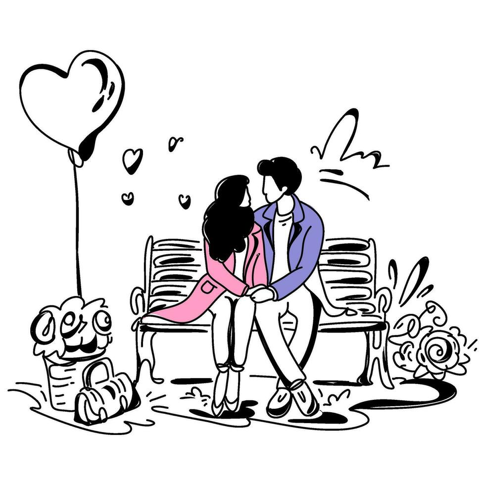 romantico ragnatela ispirato piatto illustrazione incantevole San Valentino Data scena raffigurante amore, connessione, e indimenticabile ricordi vettore