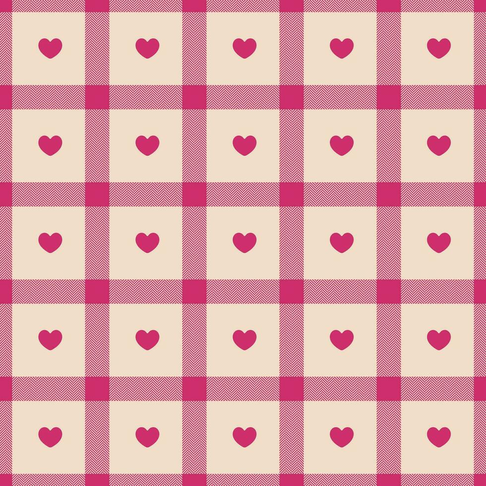 percalle modello con cuori. senza soluzione di continuità tartan vichy dai un'occhiata plaid per regalo carta, involucro carta, invito su san valentino giorno Stampa vettore