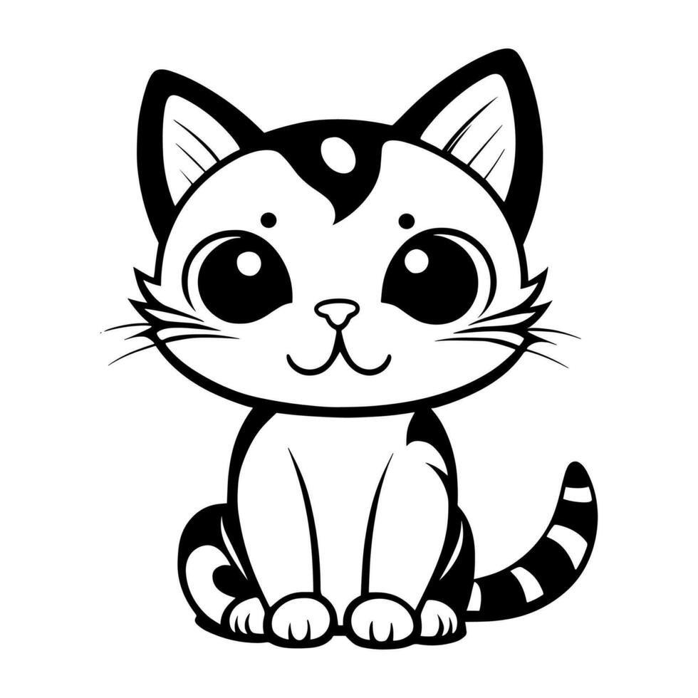 carino gatto vettore nero e bianca cartone animato personaggio design collezione. bianca sfondo. animali domestici, animali.