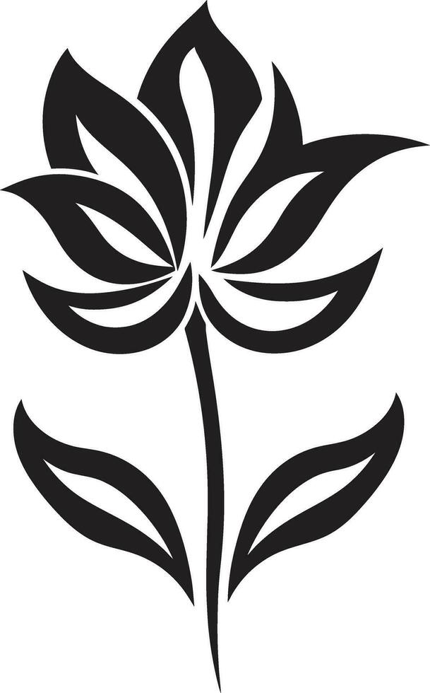 capriccioso petalo schema nero minimo logo moderno singolo fioritura artistico mano reso emblema vettore