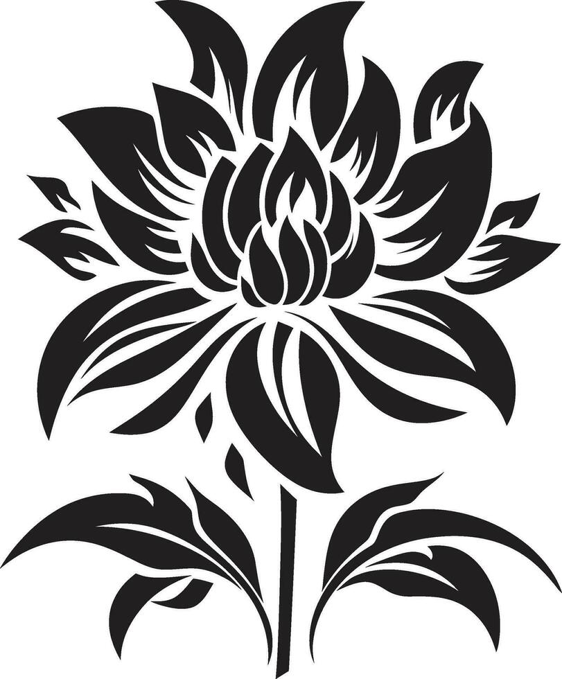 capriccioso artistico fiore nero minimalista emblema moderno floreale essenza semplice mano reso icona vettore