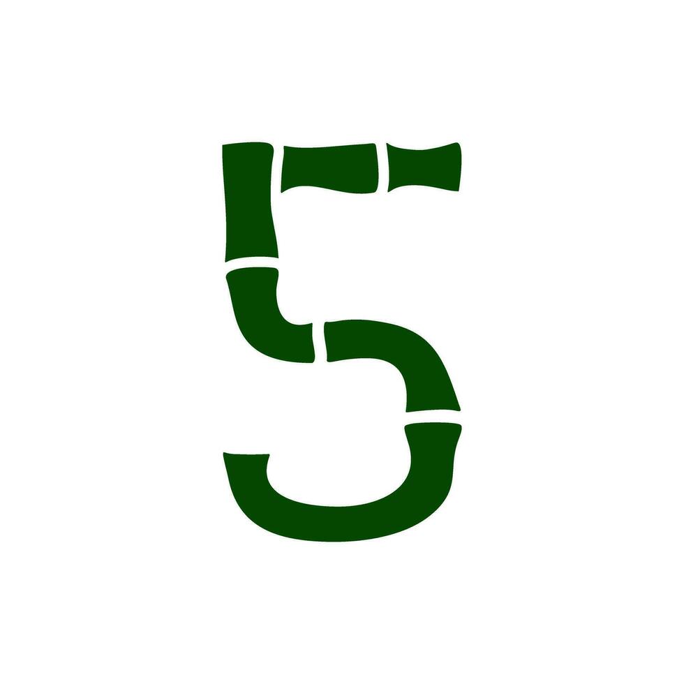 un' verde bambù lettera S su un' bianca sfondo vettore