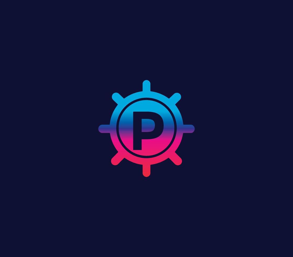 p alfabeto armadietto logo design concetto vettore