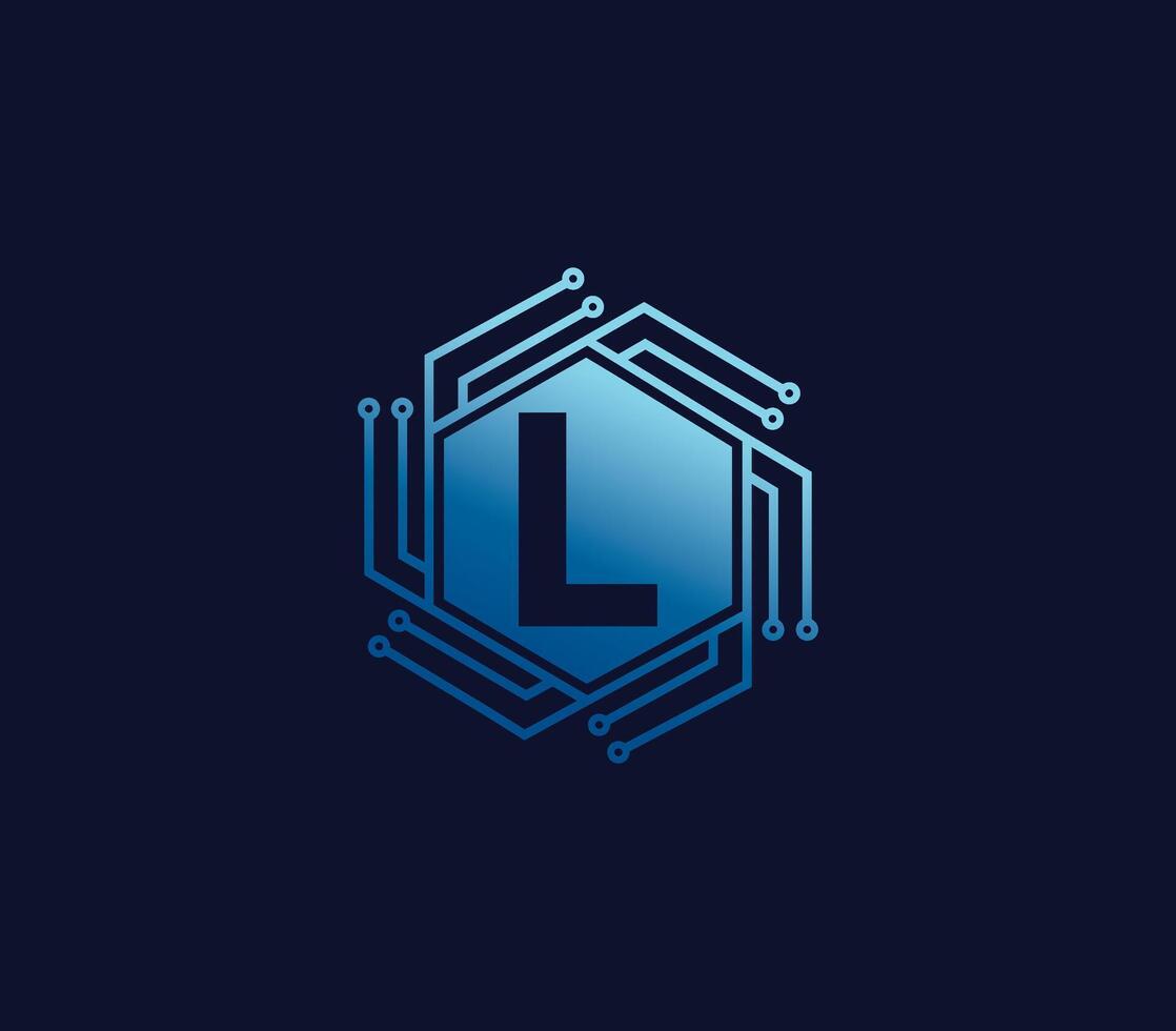 l alfabeto tecnologia logo design concetto vettore