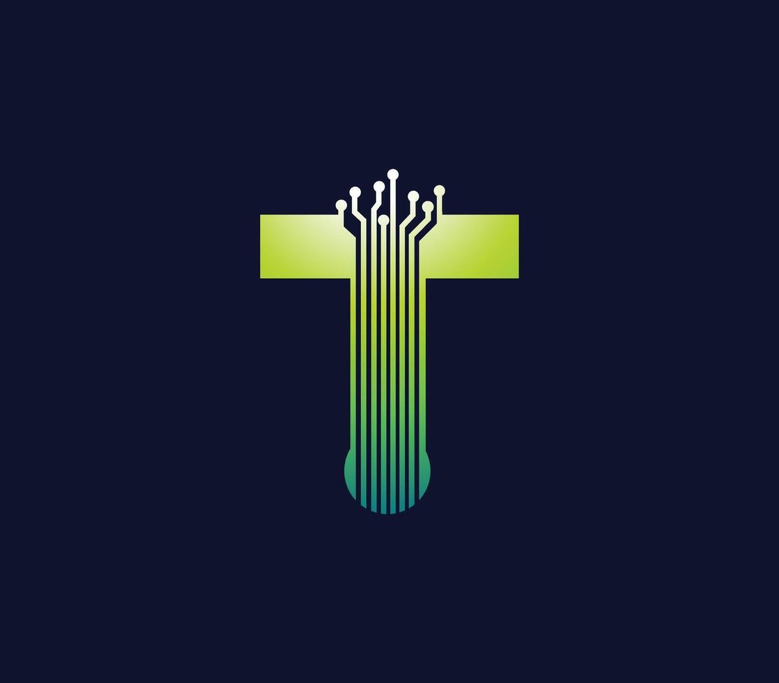 t alfabeto tecnologia dati circuito logo design azienda concetto vettore