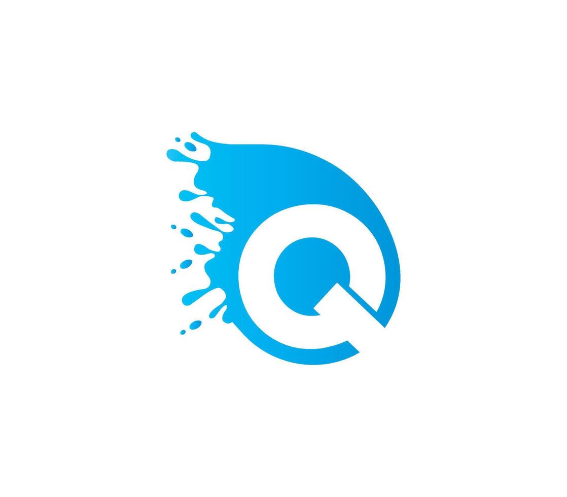 q alfabeto acqua logo design concetto vettore