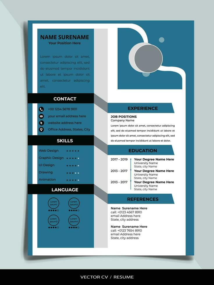 professionale curriculum vitae CV vettore modello