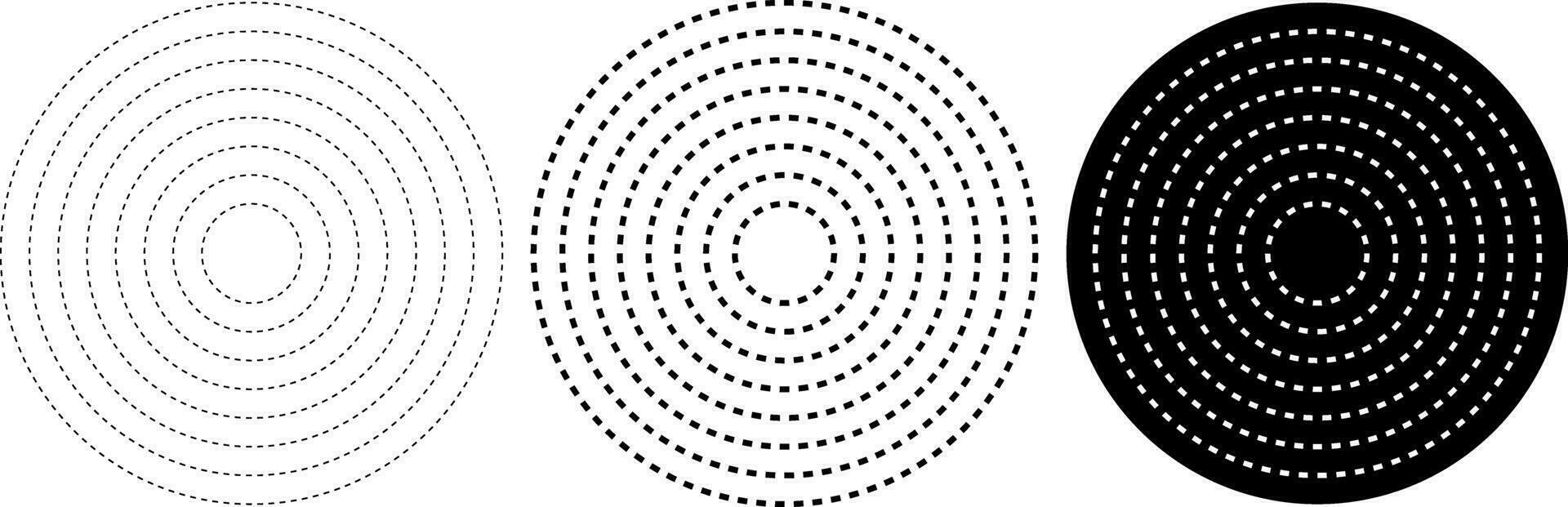 mezzitoni trattino cerchio elemento. radiale, radiante trattino Linee. circolare, concentrico cerchi vettore