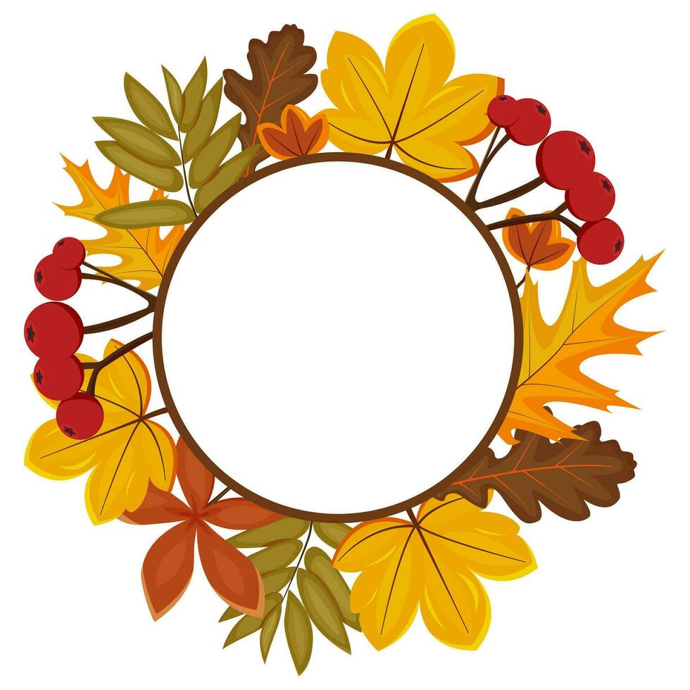 autunno, autunno, ringraziamento il giro cerchio bianca telaio, autunno le foglie. il giro vettore bandiera con copia spazio