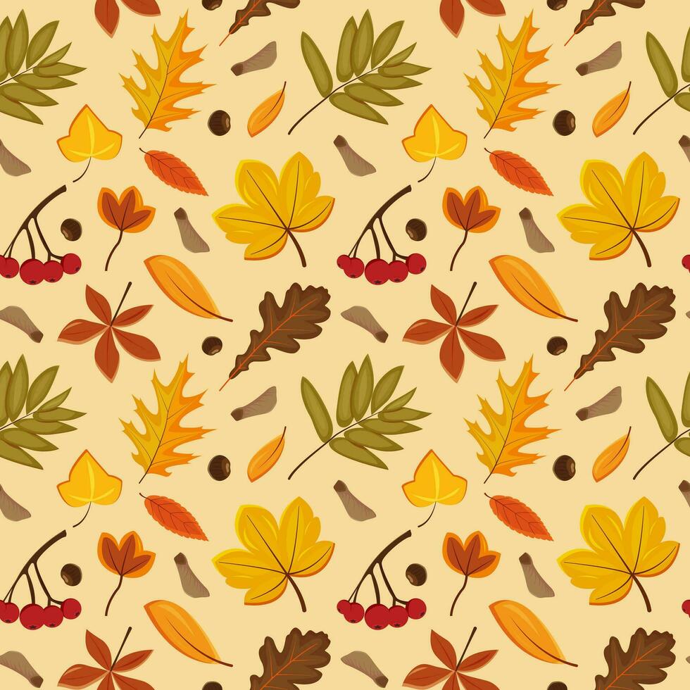 autunno le foglie senza soluzione di continuità modello sfondo Immagine vettore