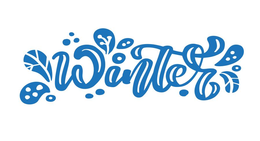 Inverno d&#39;epoca blu calligrafia lettering testo vettoriale. Per la pagina di elenco design modello di arte, stile opuscolo mockup, copertura idea banner, volantino stampa opuscolo, poster vettore