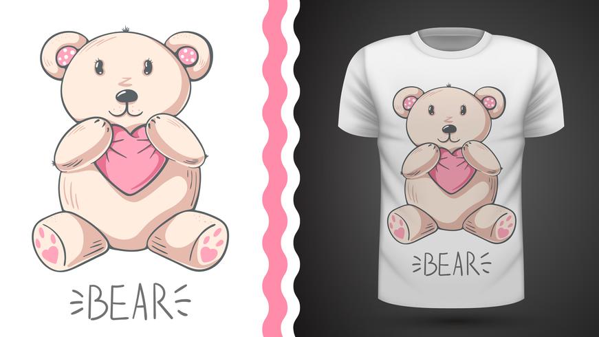 Simpatico orso - idea per t-shirt stampata. vettore