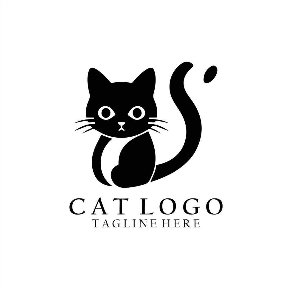 carino gatto logo design vettore modello