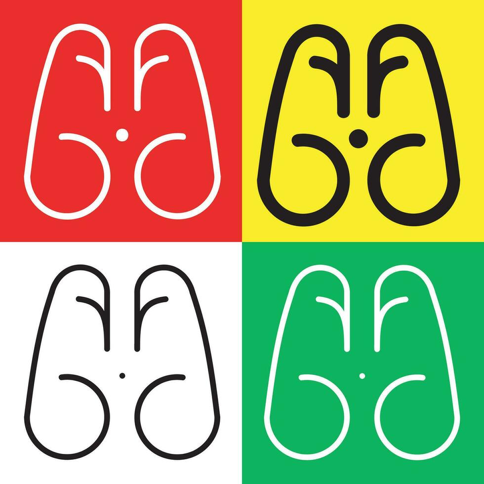 binocolo vettore icona, schema stile icona, a partire dal avventura icone collezione, isolato su rosso, giallo, bianca e verde sfondo.