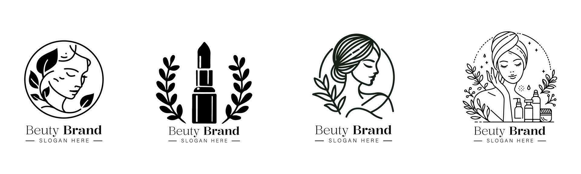 vettore impostato di elegante beuty donna logo design idee