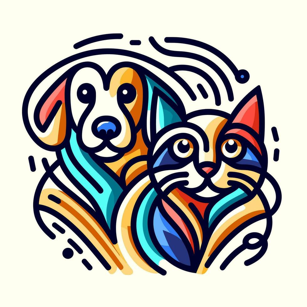 gatto e cane vettore illustrazione