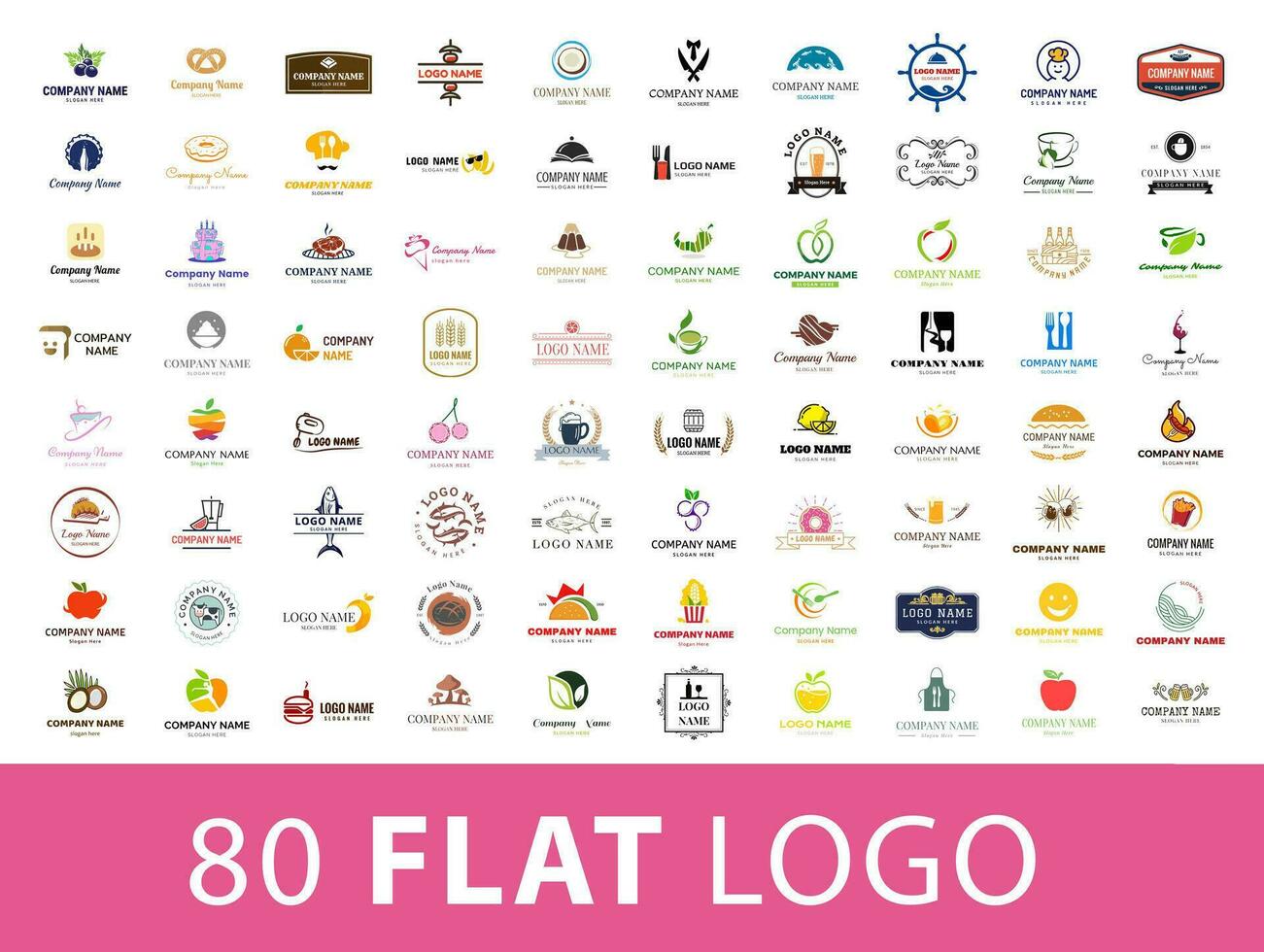 logo mega collezione. cibo e bevanda vettore logo impostato su vario temi.